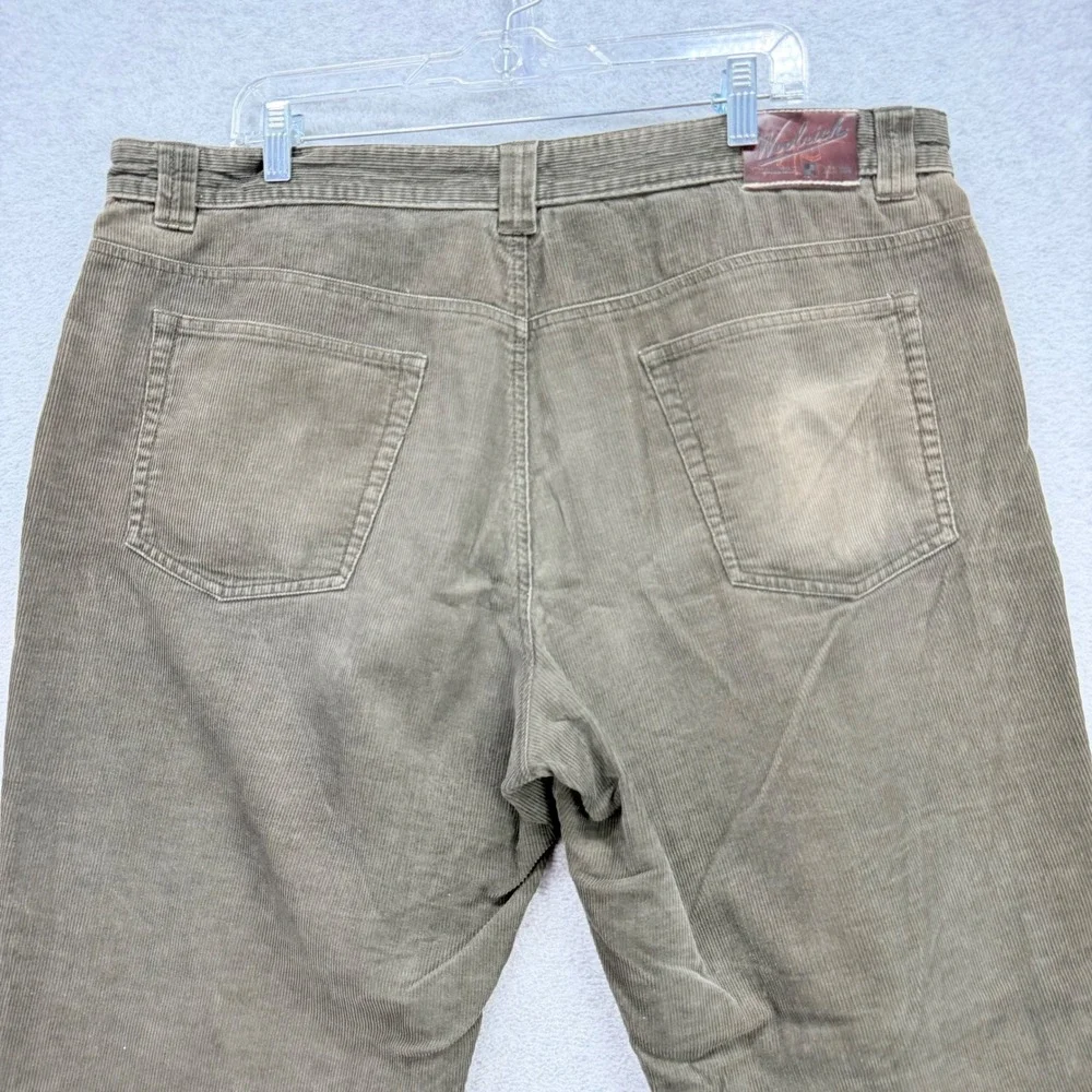 Woolrich Corduroy Pants Mens 42x30 Olive Green Brown Cord Straight 5-Pocket Work